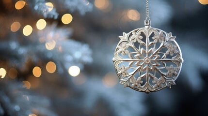 Sticker - branch silver christmas ornaments