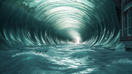 Wall Mural - A tunnel with water flowing through it