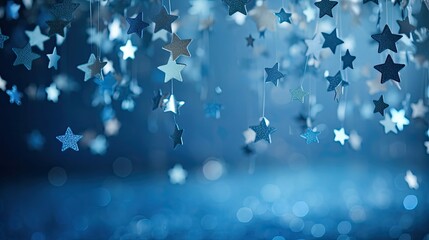 Wall Mural - shiny confetti stars blue