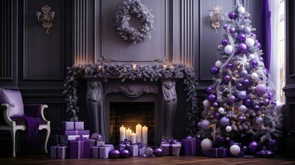 Canvas Print - elegant purple christmas tree