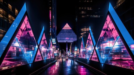 Sticker - vibrant triangle neon lights