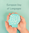 European languages, word hello in different language spoken in Europe, concept of multilingual business and community, multilingualism in the EU