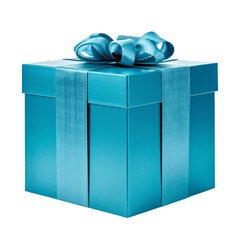 Canvas Print - blue gift box with ribbon isolated on transparent background cutout