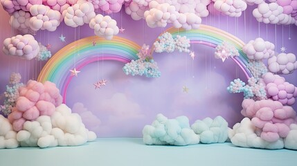 Sticker - whimsical rainbow pastel background