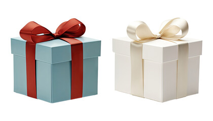 Wall Mural - two blue and white gift box set isolated on transparent background cutout