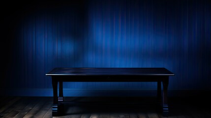 Canvas Print - glossy dark blue wood