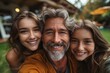 © Larisa AI - Three people in a family selfie smiling warmly emphasizing closeness