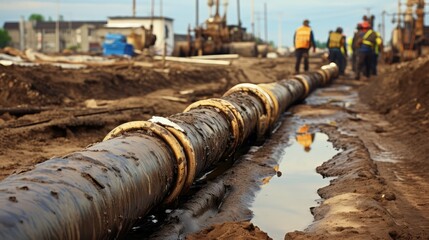 Poster - construction oil and gas pipes