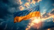 Flag of Ukraine waving in the wind. Ukraine flag. UA flag