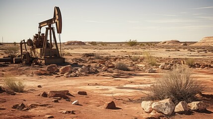 Sticker - landscape old oil well