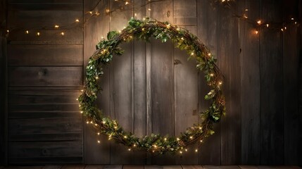 Wall Mural - fairy light wreath