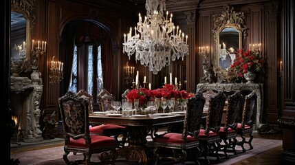 Poster - glamorous interior design dining room