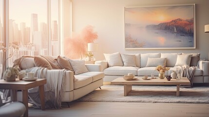 Sticker - cozy blurred living room home interior