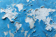 world map as peeling paint on a wall