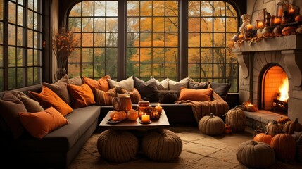 Wall Mural - autumnal interior design fall