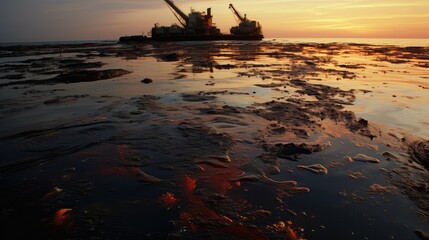 Canvas Print - pollution oil pumping