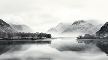 Wall Mural - misty grey landscape