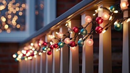 Canvas Print - warm christmas lights garland