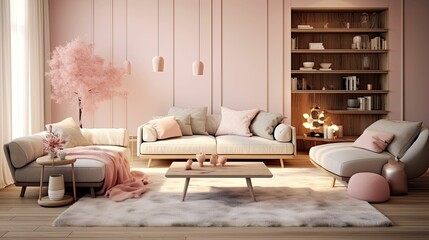 Wall Mural - living pink rug