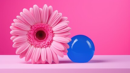 Poster - contrasting pink background blue