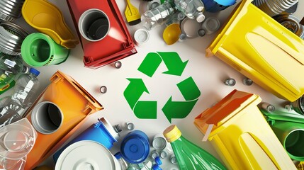 Canvas Print - Recycling and Waste Management - Pictures depicting recycling bins, waste sorting, and recycling facilities.