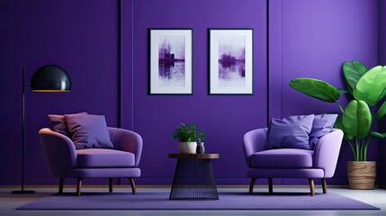 Canvas Print - walls purple background light