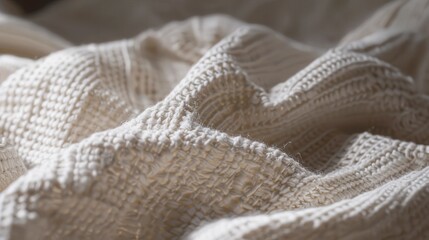 Poster - Organic cotton clothing, close-up on fabric weave, soft natural lighting, high detail 