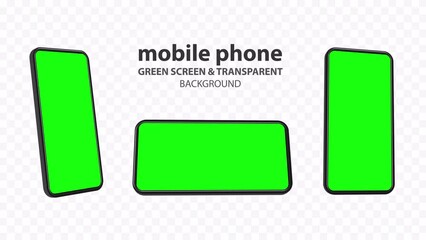 Poster - Mobile Phone Animation Set. Horizontal and vertical smartphone motion graphic mockup with green screen. File includes RGB and alpha channels for transparent background on video editing programs.