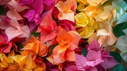 Wall Mural - Colorful Bougainvillea spectabilis blossoms. The stunning multicolored bougainvillea blooms placed in the backyard. Background image of nature. Bougainvillea flower; paper flower.