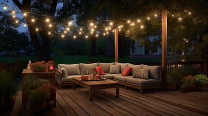 Canvas Print - holiday outdoor string lights