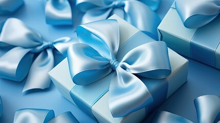 Sticker - gift blue bows