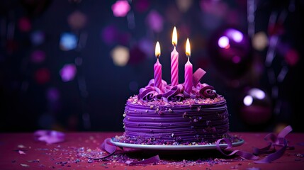 Poster - cake purple birthday background