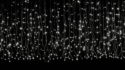 Canvas Print - arranged white string lights on black background