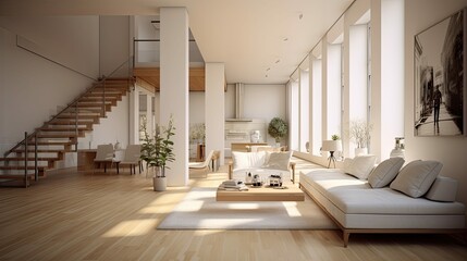 Wall Mural - modern blurred loft apartment interior