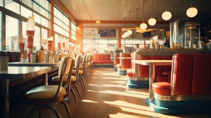 Sticker - aesthetic blurred diner interior