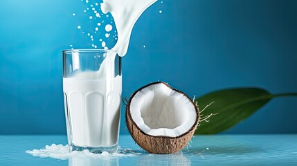 Sticker - fresh milk coconut background