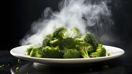 Canvas Print - cooked organic broccoli fresh