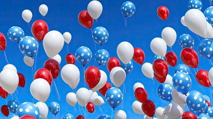 Sticker - celebration red white blue balloons