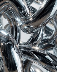 Wall Mural - AI generated illustration of a metallic sculpture on white background