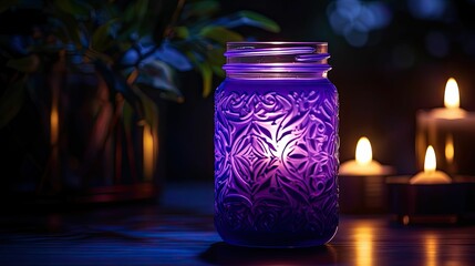 Wall Mural - meditation purple candle