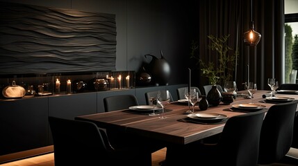 Sticker - sophisticated blurred black interior design