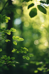Wall Mural - tree with green leaves in eco-friendly, carbon neutral forest. background for environmental sustaina
