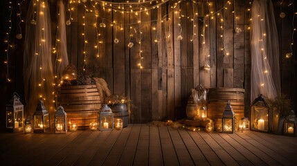 Sticker - string wooden background lights