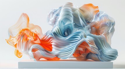 Wall Mural - A colorful, abstract piece of art with orange and blue swirls