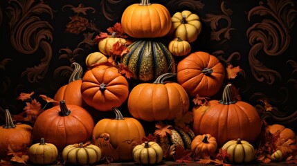 Poster - creative fall pumpkin background