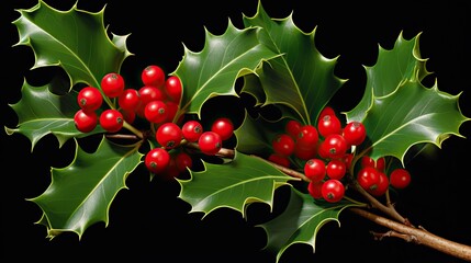 Poster - berries sprig of holly