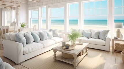 Canvas Print - airy beach house interior