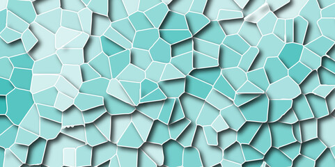 Poster - Abstract Light Royel green Broken Stained floor design with crack stone. Artful decoration of stone cubes in architectural design. Geometric hexagon tiles textured with cracked rock.
