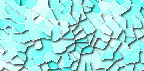 Wall Mural - Abstract Light Royel green Broken Stained floor design with crack stone. Artful decoration of stone cubes in architectural design. Geometric hexagon tiles textured with cracked rock.