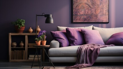 Sticker - couch purple paisley